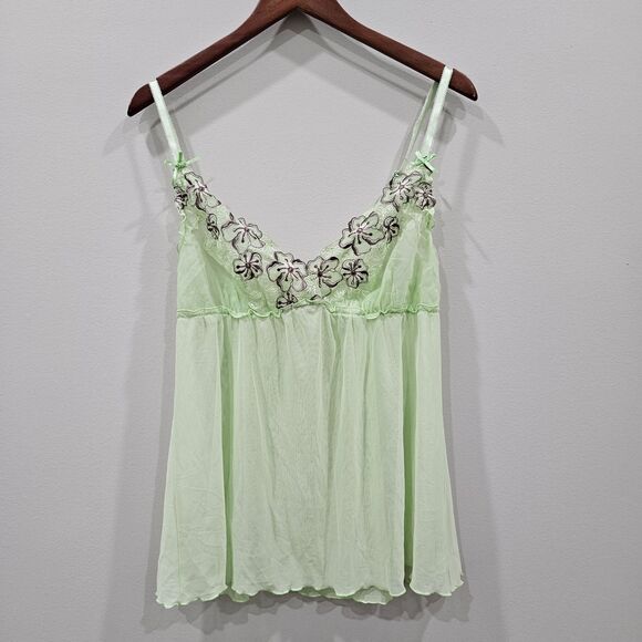 Other - Womens Lacey Mesh Babydoll Top Size M Green Y2K Milkmaid Coquette Forest Fairy